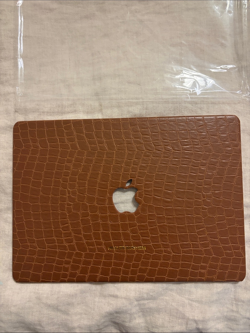 Heaven Mayhem Apple MacBook Pro 14” Croc-Embossed Brown Laptop Case